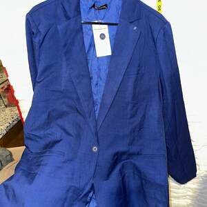PrettyGarden Women's Royal Blue Casual Blazer Jacket Notched Lapel One Button